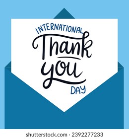 International Thank you Day lettering inscription. Handwriting International Thank you Day words. Calligraphy text banner. Hand drawn vector art.