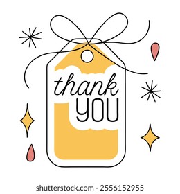 International Thank You Day. Thankyou Text with Vector Gift Tag