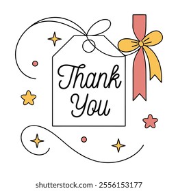 International Thank You Day. Vector of a gift tag with ribbon