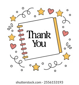 International Thank You Day. vector of a notebook page with doodles Background