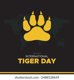 International Tiger Day, 29 July, Tiger day Stock illustration, editable social media template, eps file.