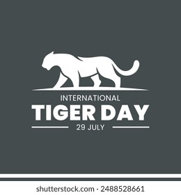 International Tiger Day, 29 July, Tiger day Stock illustration, editable social media template, eps file.