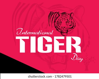 Diseño creativo del Día Internacional del Tigre con letras elegantes y cara de tigre
