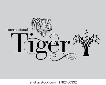 International Tiger Day Creative Design with Stylish Letters and Tiger Face