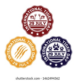 International Tiger Day Emblem. Tiger's symbol vector color illustration. July 29. 