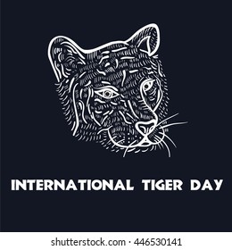 international tiger day.  graphics  head. doodle style