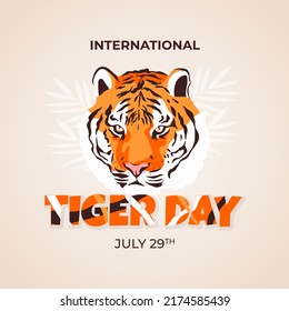 International Tiger Day with tiger head illustration on isolated background design