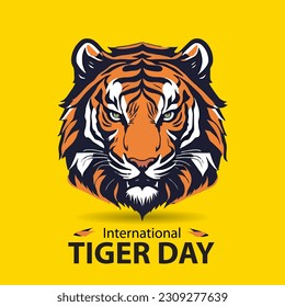 International Tiger Day with tiger head illustration on isolated background design