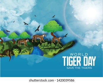 International tiger day. July 29,  cover,banner or poster with background