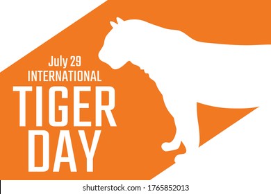 International Tiger Day. July 29. Holiday concept. Template for background, banner, card, poster with text inscription. Vector EPS10 illustration
