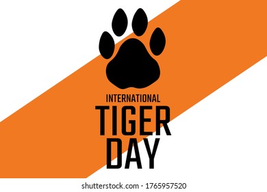 International Tiger Day. July 29. Holiday concept. Template for background, banner, card, poster with text inscription. Vector EPS10 illustration