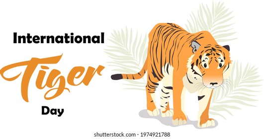 International tiger day. July 29. Banner or poster with white background