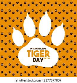 International Tiger Day. July 29. Tiger Footprint. Poster Or Banner.