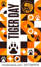 In: International Tiger Day. 29. Juli. Festliche Musik. Vorlage für Hintergrund, Banner, Karte, Poster mit Textinschrift. Vektorgrafik EPS10 Abbildung