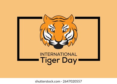 International Tiger Day logo vector featuring a bold tiger face design. Ideal for wildlife protection, animal conservation campaigns, nature awareness, and endangered species advocacy projects.
