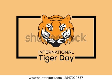 International Tiger Day logo vector featuring a bold tiger face design. Ideal for wildlife protection, animal conservation campaigns, nature awareness, and endangered species advocacy projects.