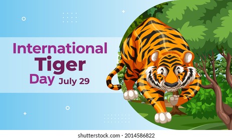 International tiger day on july 29 business brochure flyer banner design horizontal template vector, cover presentation abstract, modern publication poster and flag-banner, layout in rectangle size.