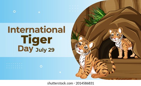 International tiger day on july 29 business brochure flyer banner design horizontal template vector, cover presentation abstract, modern publication poster and flag-banner, layout in rectangle size.