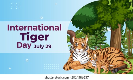 International tiger day on july 29 business brochure flyer banner design horizontal template vector, cover presentation abstract, modern publication poster and flag-banner, layout in rectangle size.