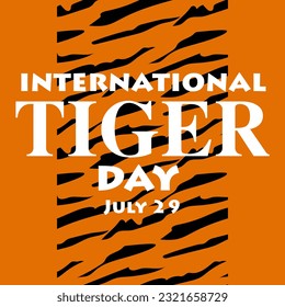 International Tiger Day on July 29. Orange background with tiger scratch pattern. Suitable for printing on postcards, banners, flyers. Tiger claw marks, scratched fabric
