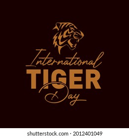 International tiger day post with tiger face illustration. 
