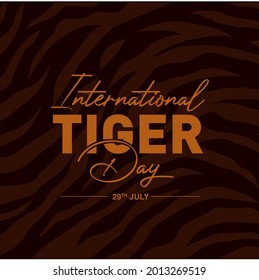 International Tiger day typographic expression. Tiger day post. 