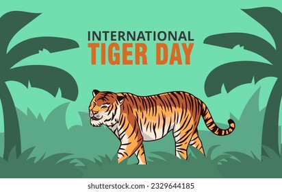 International tiger day vector illustration with tiger animals for salvation efforts and conservation