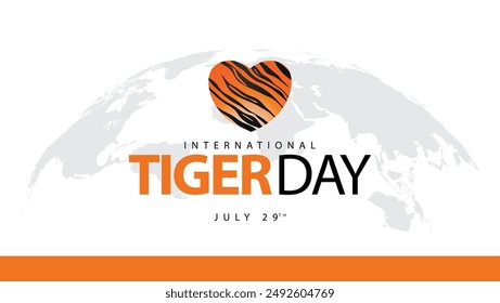 International tiger day. Vector illustration of a heart patterned with tiger fur. Suitable for banners, web, social media, greeting cards etc