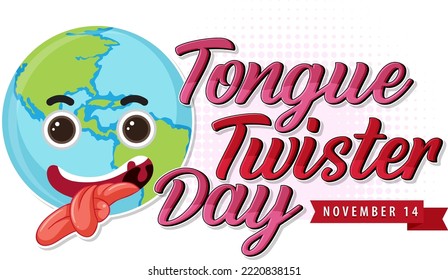 International tongue twister day logo design illustration