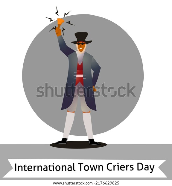 International
Town Criers Day vector. Town crier man with a bell icon vector.
History colonial crier icon. Important
day