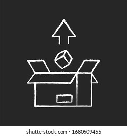 International trade chalk white icon on black background. Export and import, logistics, airmail and parcels delivery. Commerce, international market map. Isolated vector chalkboard illustration