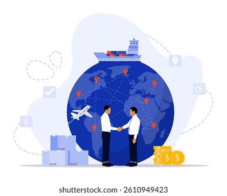international trade concept illustration. Suitable for landing page, ui, web, App intro card, editorial, flyer, and banner.