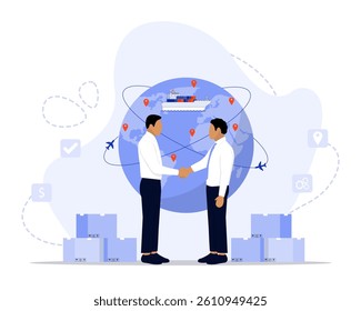international trade concept illustration. Suitable for landing page, ui, web, App intro card, editorial, flyer, and banner.