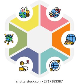 Symbole für den internationalen Handel und den globalen Vertriebsprozess