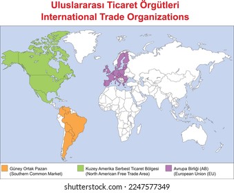 International Trade Organizations Map, illustrator