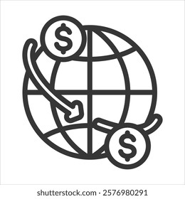 International Trade Outline Icon Vector Illustration