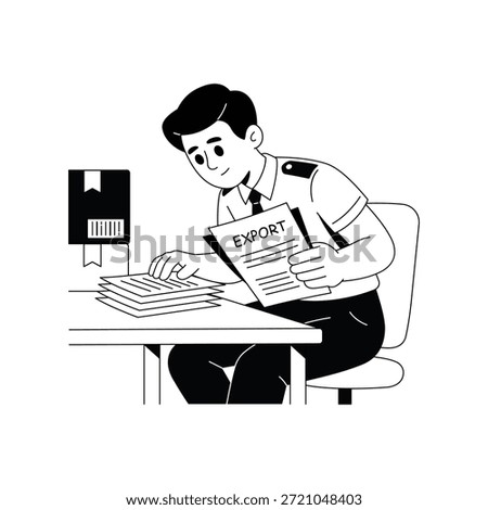 International Trade Vector Black And White Outline Illustration