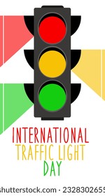 International Traffic Light Day. August 5. The concept of the holiday. Traffic lights and glow. Template for background, banner, postcard, poster with text inscription. Simple color vector