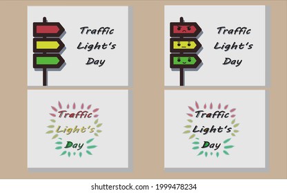 International Traffic Light's Day. Red, yellow, green. Vector illustrations design. A set of original postcards for International Traffic Light's Day.