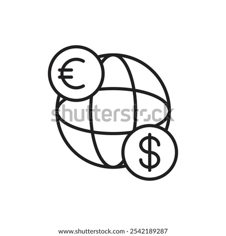 International Transfer Icon with Globe, Representing Cross-Border Payments, Global Money Transfers, and Worldwide Transactions