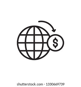 international transfer icon. payment icon vector line style