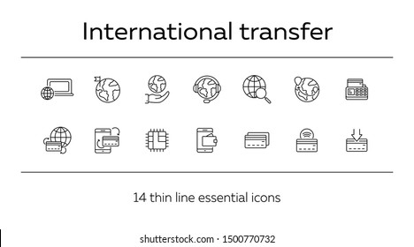 International transfer line icon set. Banking and money transfer concept. Vector illustration can be used for topics like shopping, supermarkets, stores