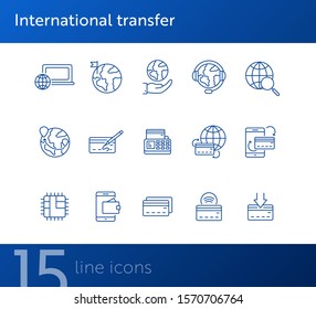 International transfer line icon set. Banking and money transfer concept. Vector illustration can be used for topics like shopping, supermarkets, stores