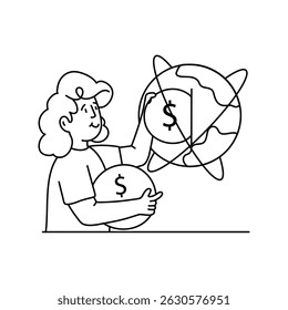 Ilustraciones del esquema del Vector de transferencia internacional. Archivo EPS 10