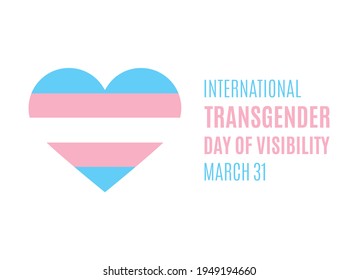 International Transgender Day of Visibility vector. Transgender flag in heart shape icon vector. Transgender Day of Visibility Poster, March 31. Important day