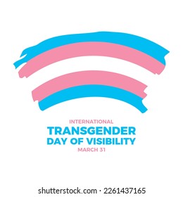 International Transgender Day of Visibility vector illustration. Transgender grunge pride flag icon vector. Transgender paint brush flag design element isolated on a white background. March 31