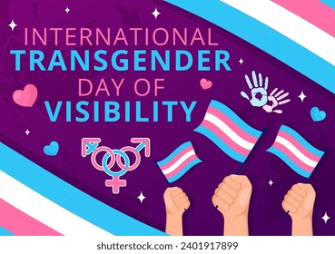 International Transgender Day of Visibility Vector Illustration on March 31 with Transgenders Pride Flags and Symbol in Celebration Flat Background