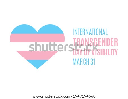 International Transgender Day of Visibility vector. Transgender flag in heart shape icon vector. Transgender Day of Visibility Poster, March 31. Important day