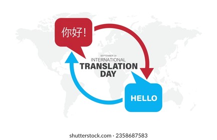 International Translation Day September 30 Background Vector Illustration. Letters With Nǐ Hǎo means Hello