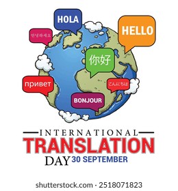 International translation day. September 30. Vector illustration of international translation day.. Holiday concept for banner, poster, and background